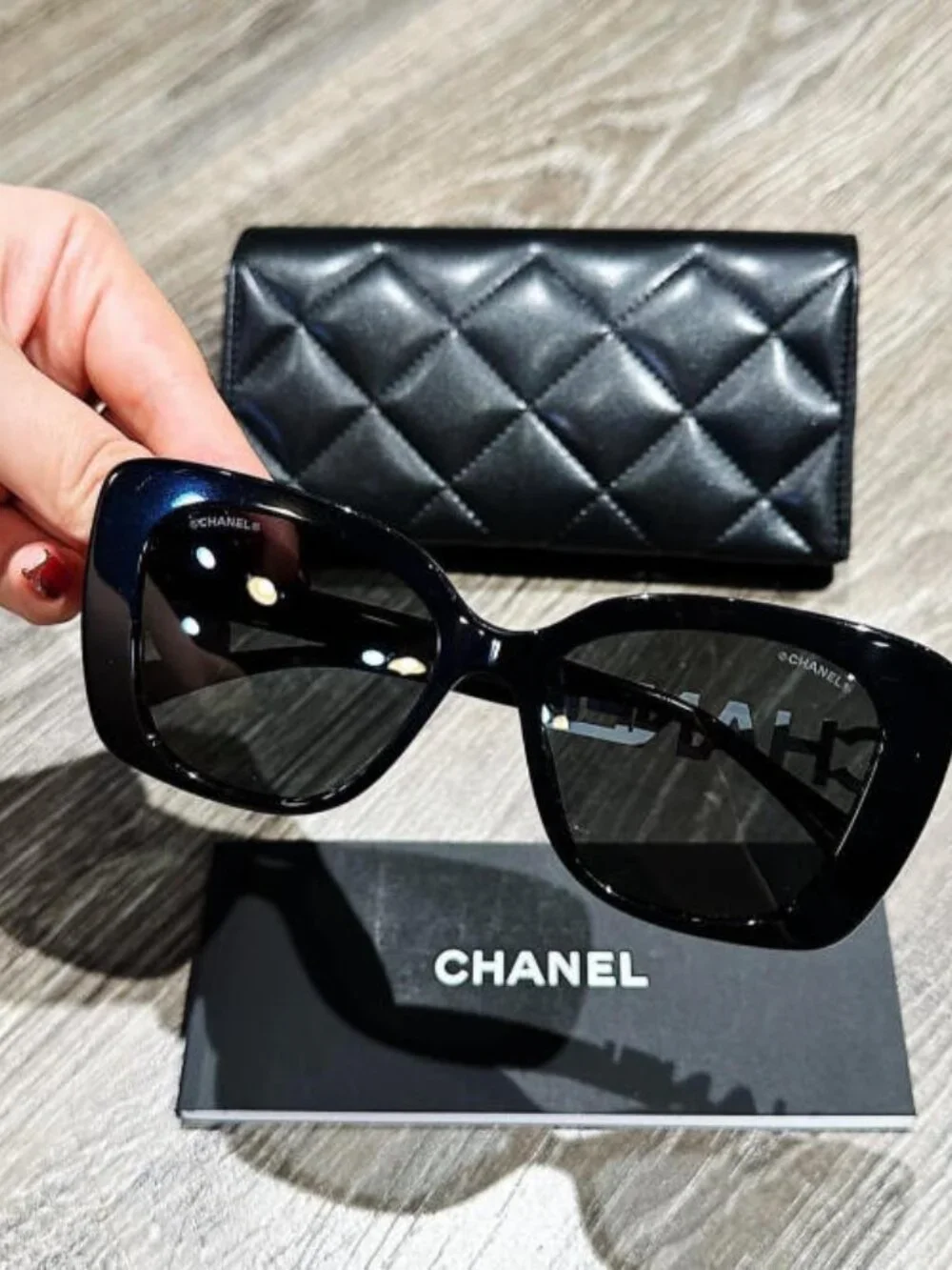 CHANEL Black Acetate Sunglasses – Complete with Original Box & Leather Case
